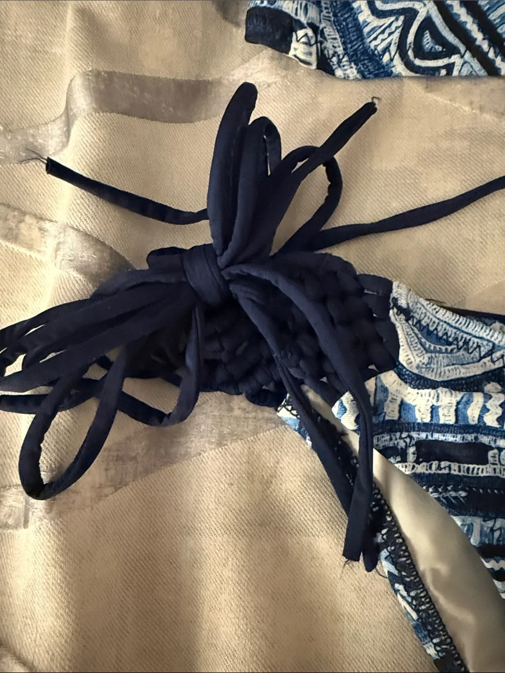 Nanette Lepore Blue Navy Patterned Bandeau Bikini